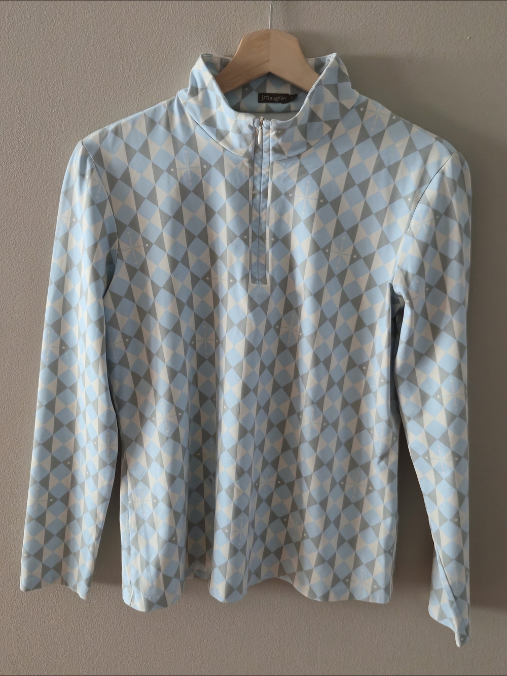J.McLaughlin Women's Skylark Quarter-Zip Pullover Diamond Argyle Print